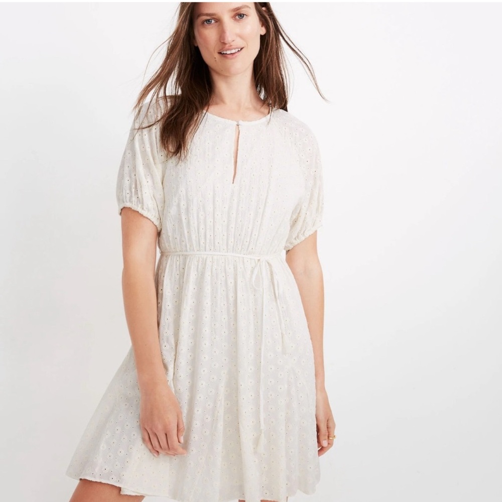 Madewell Elegant White Eyelet Dress